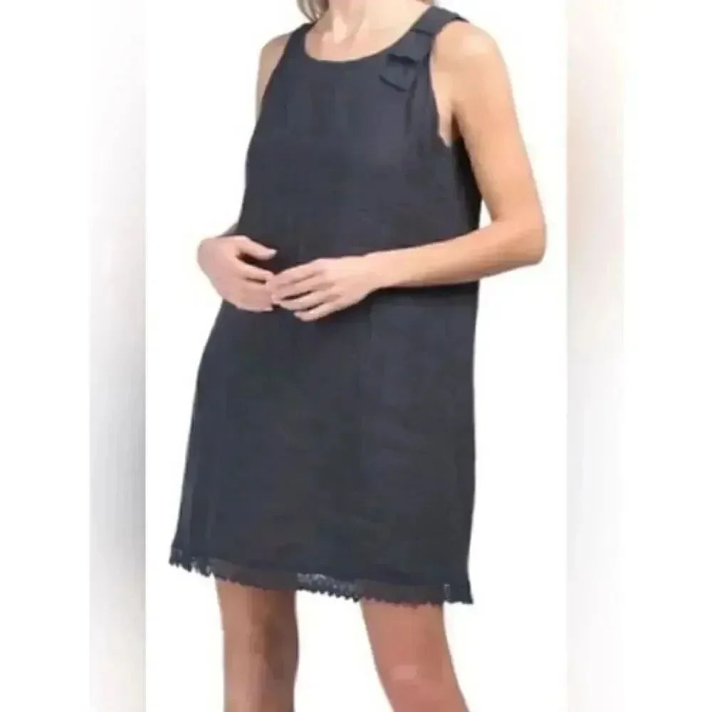 Sleeveless Black Mini Dress with Lace Hem
